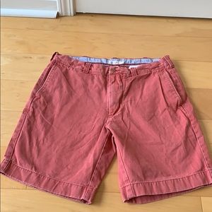 J Crew light red shorts.